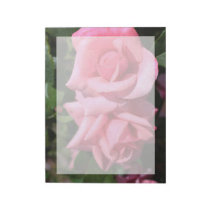 two perfect hot pink rose flowers. love notizblock