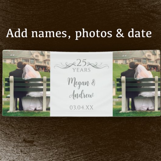 Two Photo Custom Script 25th Wedding Anniversary Banner