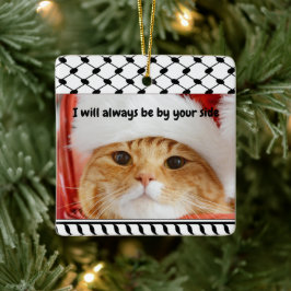 Two Photo Custom Text Keffiyeh Free Palestine Keramikornament