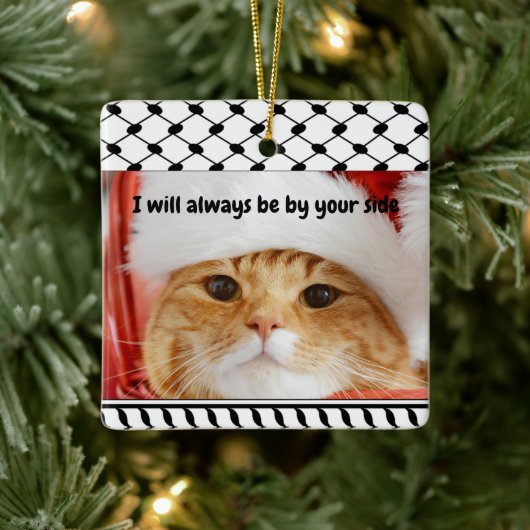 Two Photo Custom Text Keffiyeh Free Palestine Keramikornament (Baum)