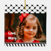 Two Photo Custom Text Keffiyeh Free Palestine Keramikornament (Rückseite)