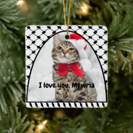 Two Photo Custom Text Keffiyeh Free Palestine Keramikornament