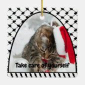 Two Photo Custom Text Keffiyeh Free Palestine Keramikornament (Rückseite)