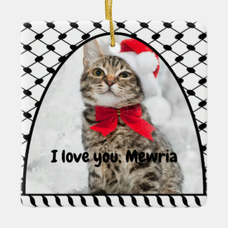 Two Photo Custom Text Keffiyeh Free Palestine Keramikornament