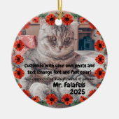 Two Photo Custom Text Red Poppies Free Palestine Keramik Ornament (Vorne)