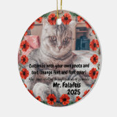 Two Photo Custom Text Red Poppies Free Palestine Keramik Ornament (Links)