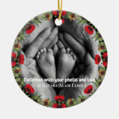 Two Photo Custom Text Red Poppies Free Palestine Keramik Ornament (Vorne)
