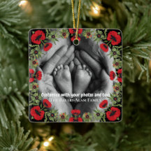 Two Photo Custom Text Red Poppies Free Palestine