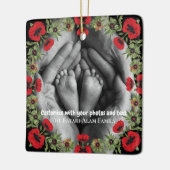 Two Photo Custom Text Red Poppies Free Palestine Keramikornament (Links)