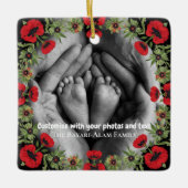 Two Photo Custom Text Red Poppies Free Palestine Keramikornament (Vorderseite)