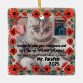 Two Photo Custom Text Red Poppies Free Palestine Keramikornament (Vorderseite)