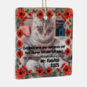 Two Photo Custom Text Red Poppies Free Palestine Keramikornament (Rechts)