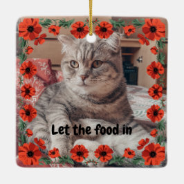 Two Photo Custom Text Red Poppies Free Palestine Keramikornament