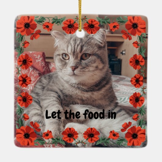 Two Photo Custom Text Red Poppies Free Palestine Keramikornament (Rückseite)