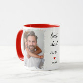 Two Photo Images l Best Dad Ever Cute Red Heart Tasse (Vorderseite Links)
