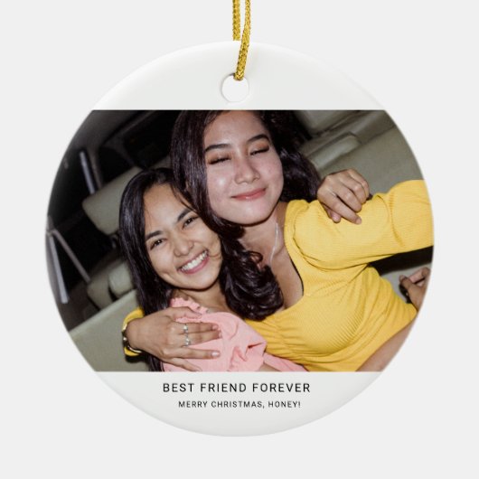 Two Photo Minimalist Best Friend Keramik Ornament (Vorne)