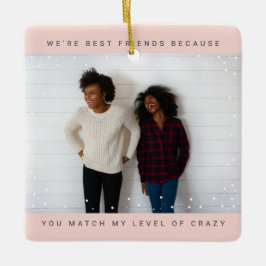 Two Photo Minimalist Best Friend Snowfall Holiday Keramikornament