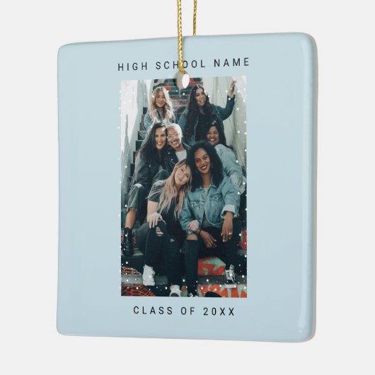 Two Photo Minimalist Snowfall School College Keramikornament (Links)