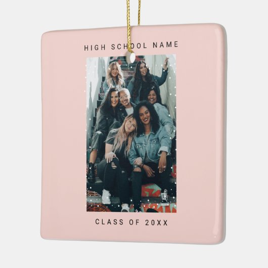 Two Photo Minimalist Snowfall School College Keramikornament (Links)