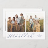 Two Photo Modern Hanukkah Feiertagskarte (Vorne/Hinten)