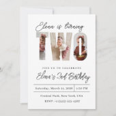 Two Photo Second Birthday Invitation Einladung (Vorderseite)