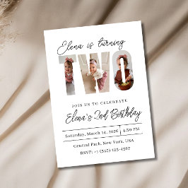 Two Photo Second Birthday Invitation Einladung