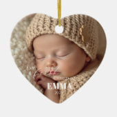 Two Photos Minimalist Baby First Christmas Keramik Ornament (Vorne)