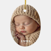 Two Photos Minimalist Baby First Christmas Keramik Ornament (Vorne)