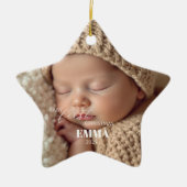 Two Photos Minimalist Baby First Christmas Keramik Ornament (Vorne)