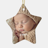 Two Photos Minimalist Baby First Christmas Keramik Ornament (Links)