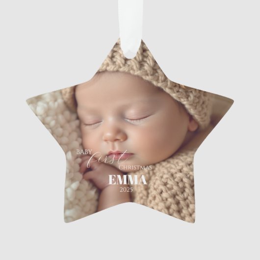 Two Photos Minimalist Baby First Christmas Ornament (Vorderseite)