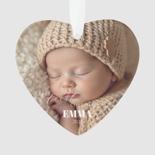 Two Photos Minimalist Baby First Christmas Ornament (Vorderseite)