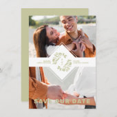 Two Photos Minimalist Floral Collage Wedding Save The Date (Vorne/Hinten)