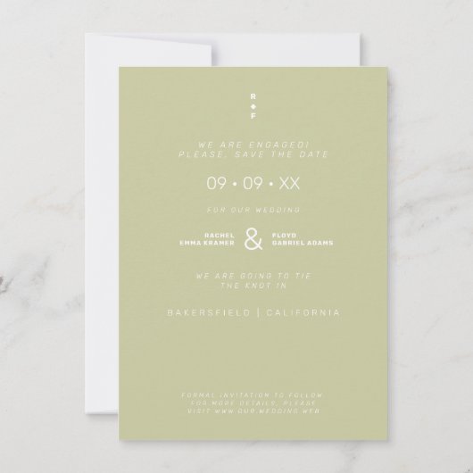 Two Photos Minimalist Floral Collage Wedding Save The Date (Rückseite)