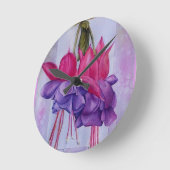 TWO PINK AND PURPLE FUCHSIA FLOWERS RUNDE WANDUHR (Winkel)