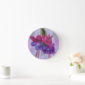 TWO PINK AND PURPLE FUCHSIA FLOWERS RUNDE WANDUHR (Zuhause)