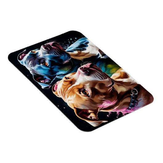 Two Pit Bulls portrait  Magnet (Rechte Seite)