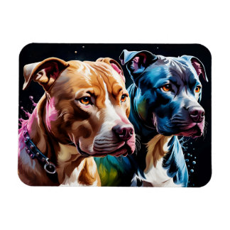 Two Pit Bulls portrait  Magnet