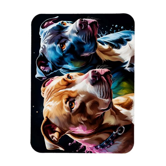 Two Pit Bulls portrait  Magnet (Vertikal)