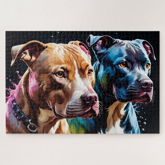 Two Pit Bulls portrait  Puzzle (Horizontal)