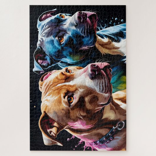 Two Pit Bulls portrait  Puzzle (Vertikal)