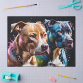 Two Pit Bulls portrait  Seidenpapier (Basteln)