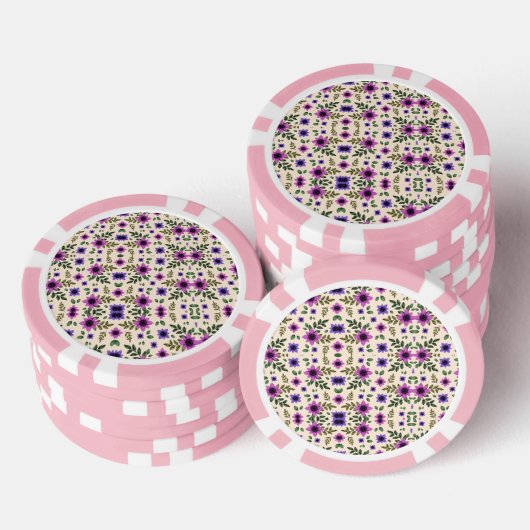 Two poker chips with pink borders and intricate  (Stapel)