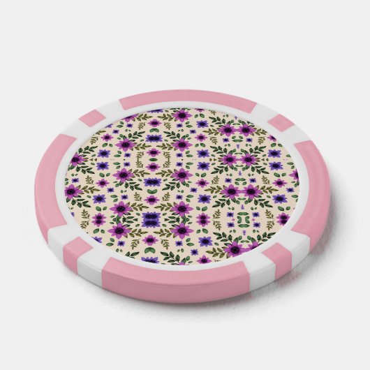 Two poker chips with pink borders and intricate  (Einzeln)