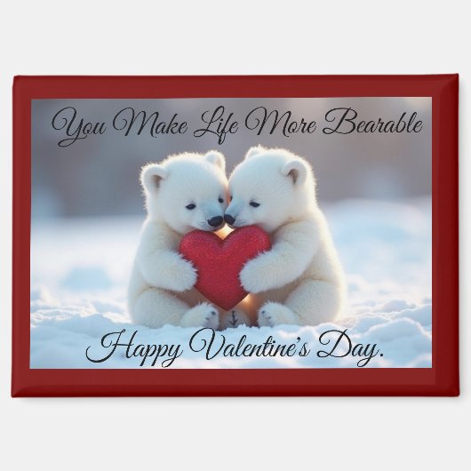 Two Polar Bear Cubs Valentine Magnet (Vorderseite)