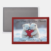Two Polar Bear Cubs Valentine Magnet (Vorderseite/Rückseite)