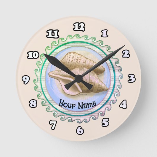 Two Pretty seashells clock Runde Wanduhr (Vorderseite)