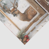 Two Pretty Winter Scenes of Deer in Window Panes Seidenpapier (Ausschnitt)