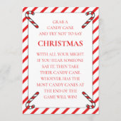 Two Printable Candy Cane Theme Christmas Game Card Einladung (Rückseite)