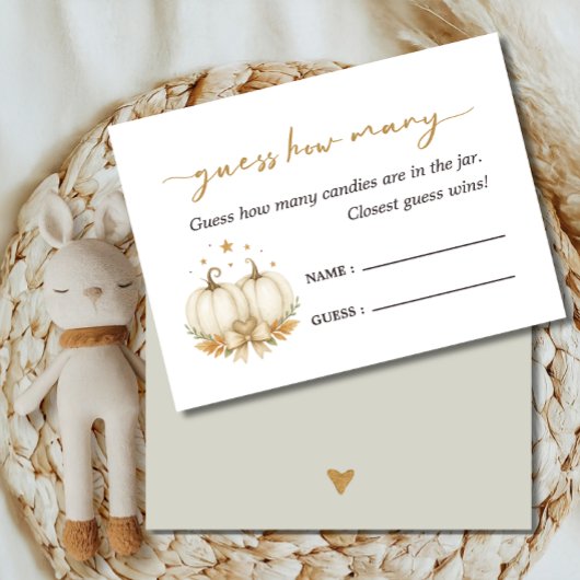 Two Pumkins Twin Baby Shower Game Guess How Many  Begleitkarte